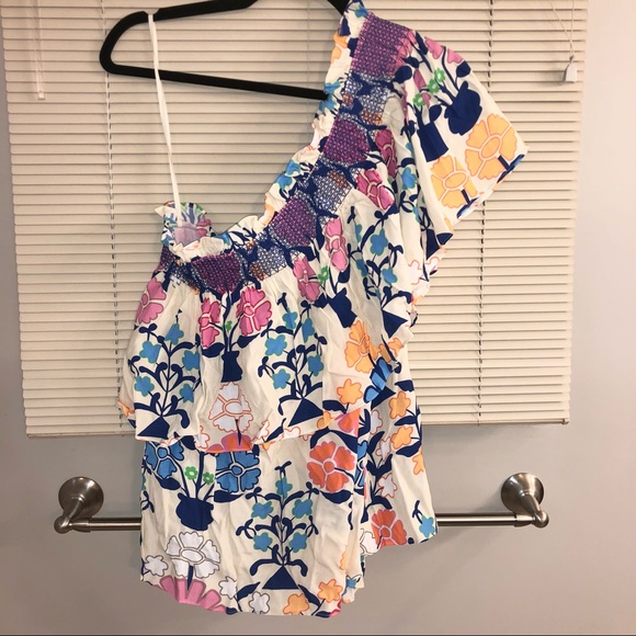 HP!! ๐ NWT Plenty by Tracy Reese Anthropologie Ruffle 1-Shoulder Floral Top 1X - Picture 7 of 10
